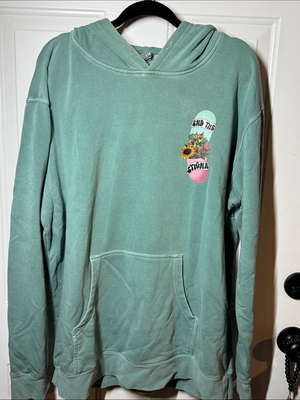 Women's Washed Green Graphic Hoodie